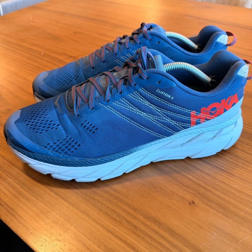 Hoka One One Clifton 6 Mens Size 12.5 Blue Walking Running Shoes Sneakers